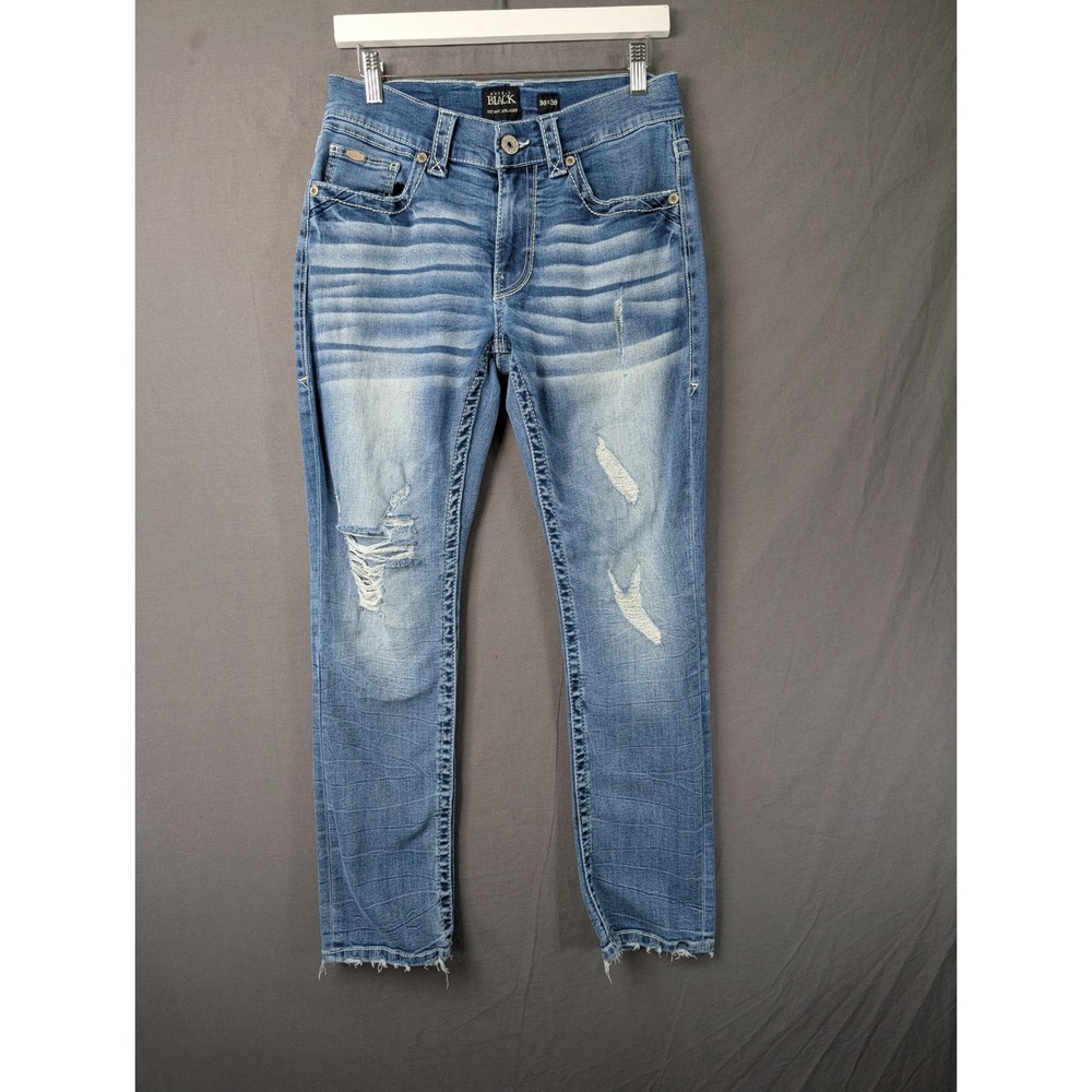 Buckle Black Fit No 226 Mid Rise Straight Leg Distressed Jeans 30x30 Blue Denim